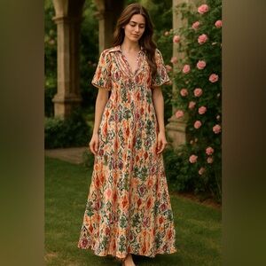 Annie Wear Floral Multicolor Maxi Dress- M- NWOT- Retail: $60